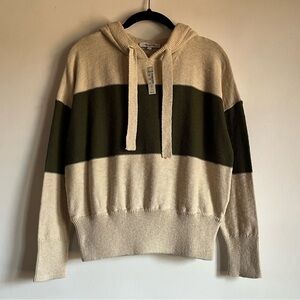 NWT Madewell Clairview Hoodie Sweater in Colorblock XS Heather Artichoke Green
